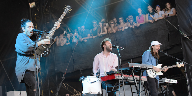 AUSTIN, TX - OCTOBER 09: Taylor Rice, Kelcey Ayer and Nik Ewing of Local Natives performs live at Austin City Limits Festival at Zilker Park on October 9, 2016 in Austin, Texas. (Photo by Jim Bennett/FilmMagic)